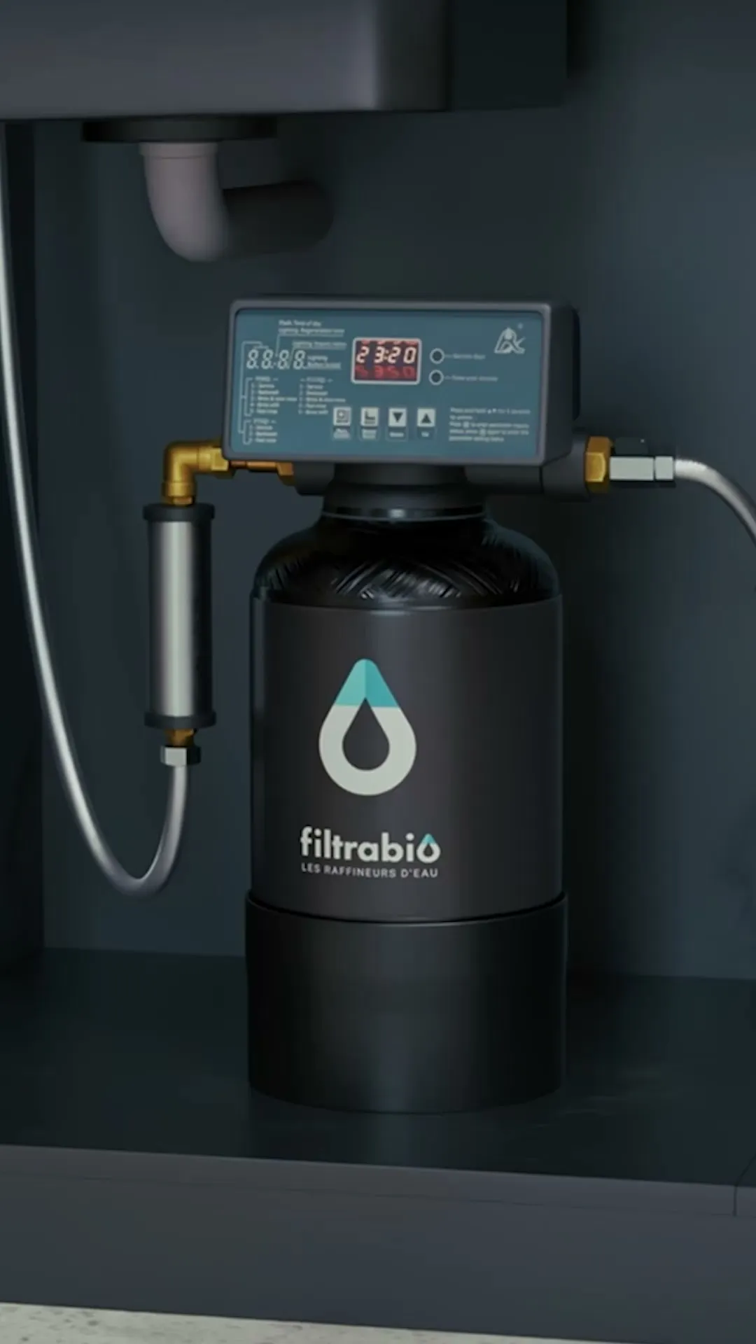 Aperçu animation 3D du parcours de l'eau dans le Raffineur Filtrabio 100
